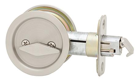 Pocket Door Privacy Lock, Round, SATIN NICKEL, Weiser Builder Pack