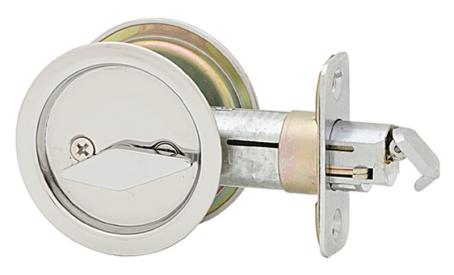 Pocket Door Privacy Lock, Round, POLISHED CHROME, Weiser Builder Pack