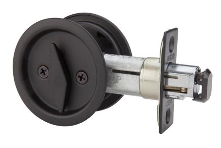 Pocket Door Privacy Lock, Round, MATTE BLACK, Weiser Builder Pack