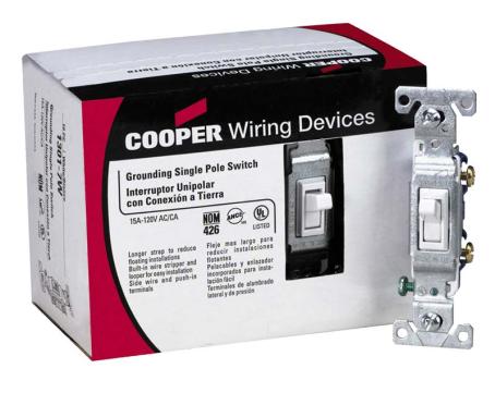 Switch, Single-Pole, Toggle, White, 10/pkg