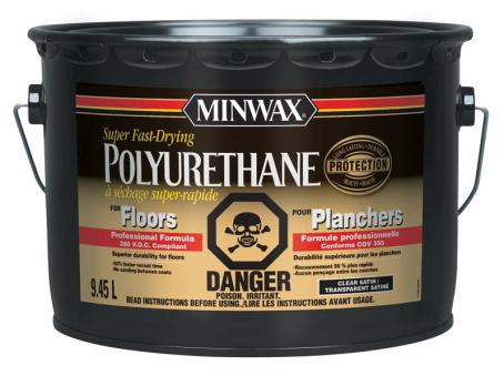 Floor Finish, Fast-Dry Polyurethane, Satin, 9.45 lliter, Minwax