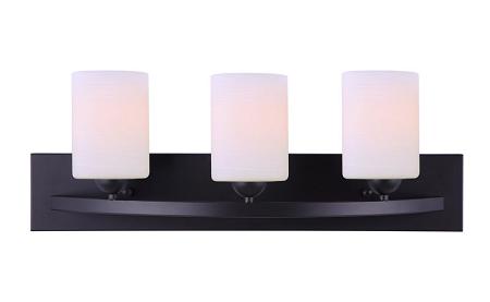 Light Fixture, Vanity, Triple, BLACK/White Glass, Canarm HAMPTON