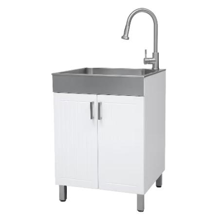 Laundry/Utility Cabinet, with S/Steel Sink, Strainer & Faucet, 24