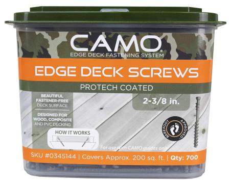 Deck Screw, CAMO Trimhead, ProTech Coated, w/2 Driver Bit, 2-3/8