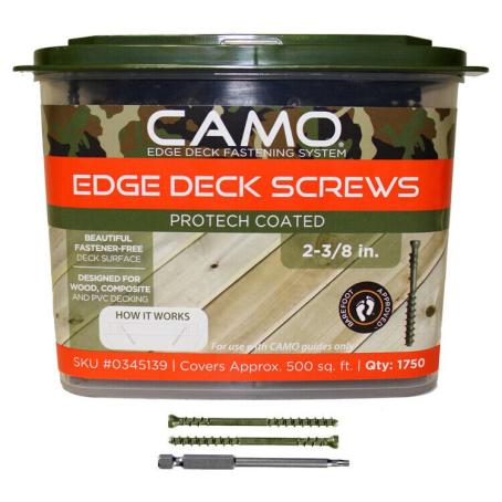 Deck Screw, CAMO Trimhead, ProTech Coated, w/2 Driver Bit, 2-3/8