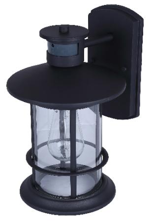 Light Fixture, Outdoor, Motion Sensing, BLACK w/Clear Glass, Canarm DAKOTA