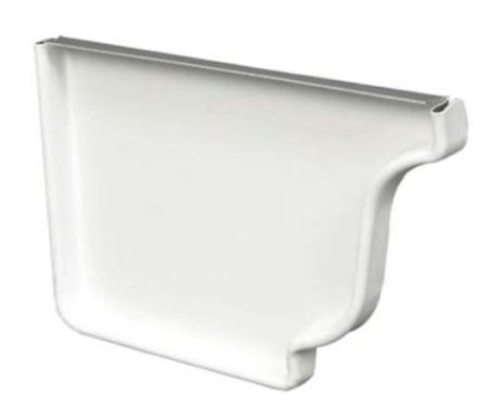 Gutter End Cap, Left Side, WHITE, Aluminum Eavestrough