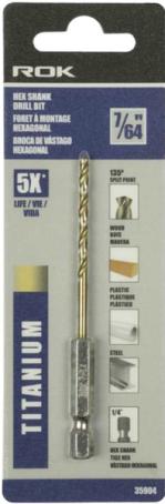Drill Bit, Hex Shank, 7/64