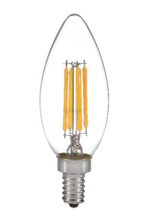 Light Bulb, LED Chandelier B11/E12, 4 Watt, Warm White, Clear, 2/pkg, Electrimart