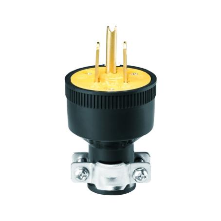 Electrical Plug, 3-Prong, Rubber with Clamp, 15 Amp, 125 Volt BLACK