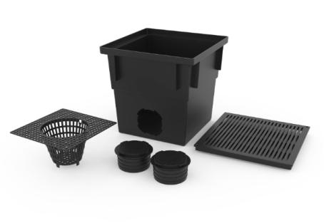 Catch Basin Kit, 13in x 13in, 22L Capacity,  Black, RELN