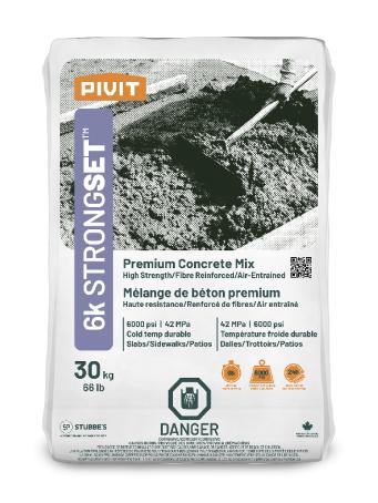 Concrete Mix, High Strength, 6000psi, PIVIT 6K StrongSet, 30 kg