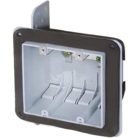 Device Box, Double, Non-Metallic, w/Vapour Barrier & Gasket, w/Nail Flange