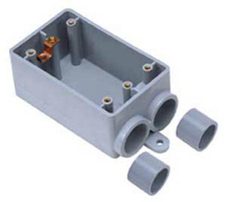 Weatherproof Device Box, Single-Gang, Grey PVC, for 1/2