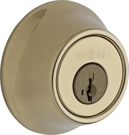 Deadbolt, Single Cylinder, Standard Duty, POLISHED BRASS, Weiser Visual Pack