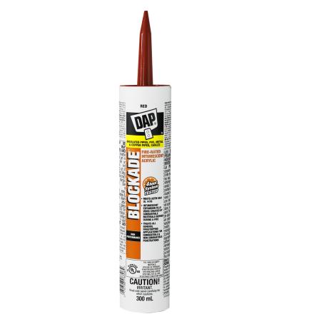 Caulking, Dap FIRE BLOCKADE, Intumescent Sealant, RED, 300 ml (ASTM E814, UL 1479)