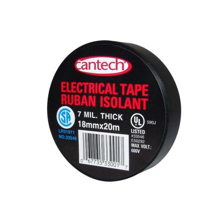 Electrical Tape, BLACK Vinyl, CSA, 18mm x 20m 