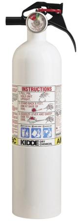 Fire Extinguisher, 1-A:10-B:C, Multi-Purpose, White, Kidde