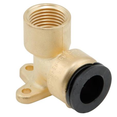 Drop-Ear Elbow, Quick-Connect, Brass, 1/2