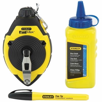 Chalk Line Set, 100 ft, with Chalk & Marker, STANLEY Fatmax