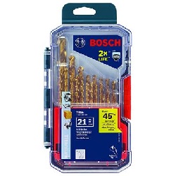Drill Bit Set, Titanium, 21 piece with Case: 1/16
