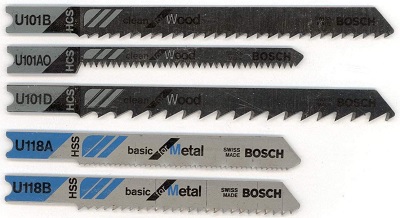 Jig Saw Blade Set, U-Shank, Assorted, Bosch, 5/pkg