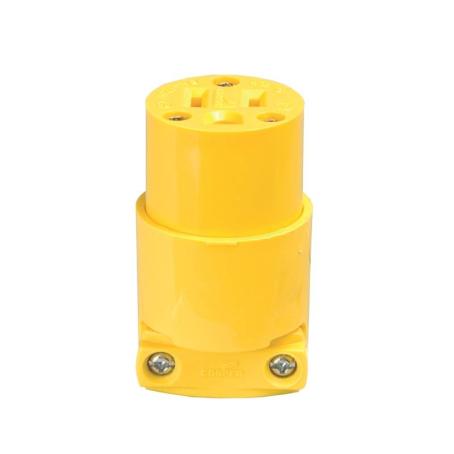 Electrical Cap, 3-Prong, Plastic/Vinyl, 15 Amp/125 Volt, YELLOW