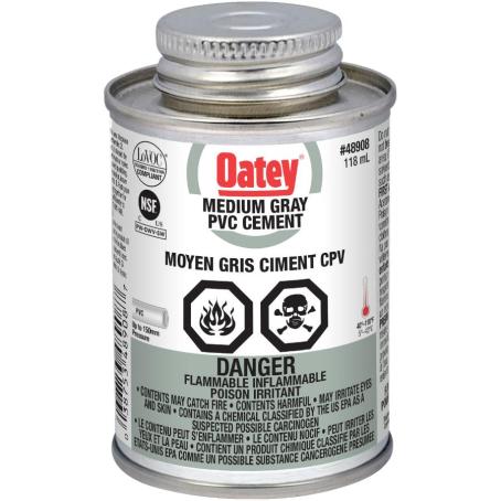 PVC Cement, Medium, Grey, Dabber Top, 118 ml (for electrical conduit)