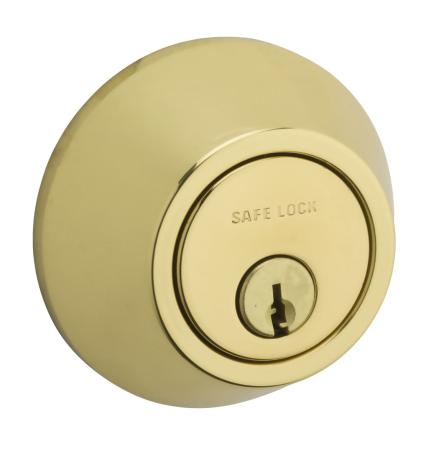 Deadbolt, Single Cylinder, Safelock, POLISHED BRASS, Weiser Visual Pack