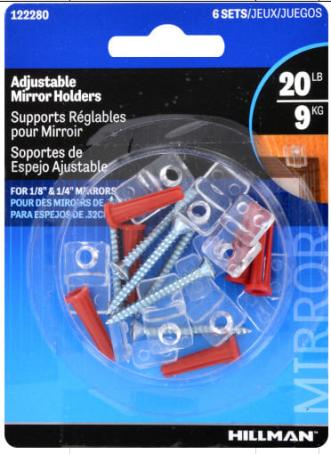 Mirror Clips, Adjustable 1/8