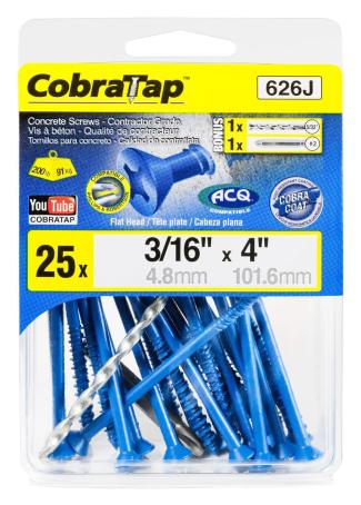 Concrete Screws, Flat Head, 3/16