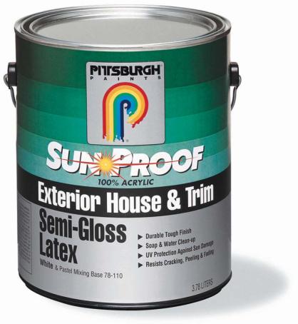Paint, Exterior, Acrylic Latex, SUNPROOF, Semi-Gloss, Super White, 3.78 liter