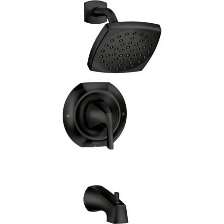 Tub/Shower Faucet, Single Lever, MATTE BLACK, Moen LINDOR