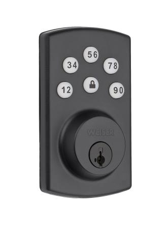 SB - ~Deadbolt, Keypad Entry, MATTE BLACK, Weiser Powerbolt 2.0, Weiser Visual Pack