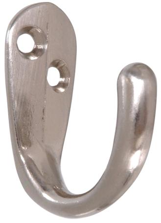 Clothes Hook, SATIN NICKEL, 2/pkg