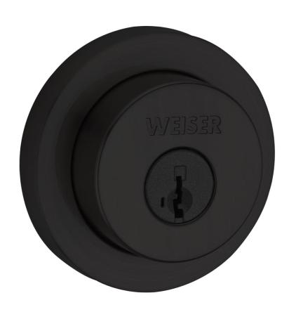 Deadbolt, Single Cylinder, METRO Round Rosette, MATTE BLACK, Weiser Builder Pack