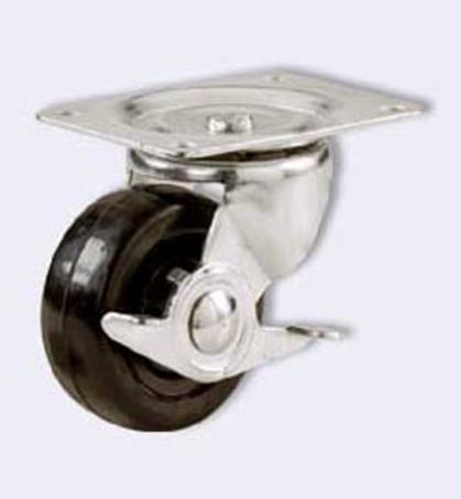 Caster, Swivel with Brake, Heavy-Duty, Plate-Mount, 2-1/2