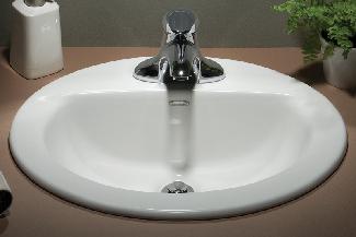 Lavatory Sink, Drop-In, Oval, 3-Hole, 4