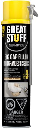 Spray Foam, Great Stuff Pro, Big Gap Filler, 20 oz, Spray Can