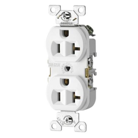 Receptacle, Duplex, Standard, WHITE, 20 amp, 125 volt